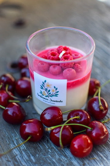 Bougie parfumée moulée Panna Cotta réaliste, parfum cheesecake fruit rouge, cire de soja
